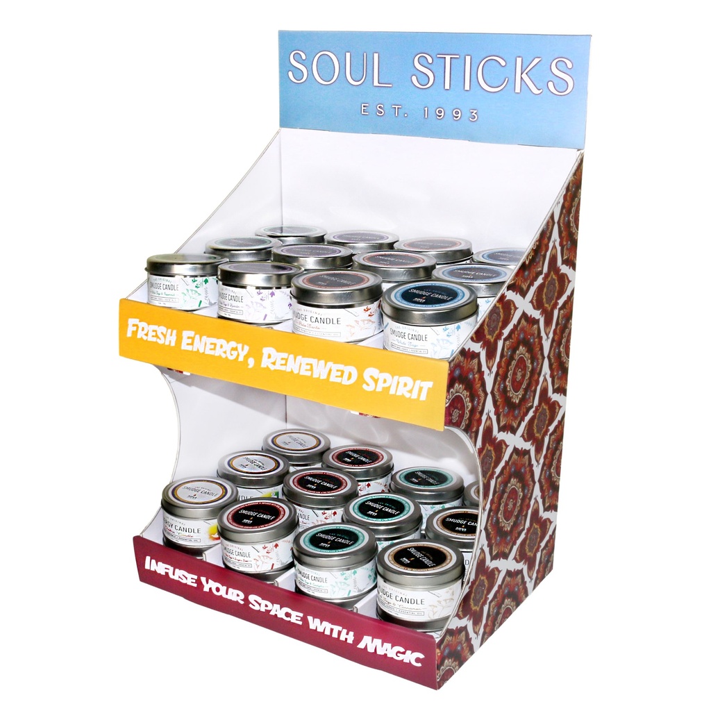 [32209-Smudgetin] Smudge Candles Countertop Display Unit (CDU)
