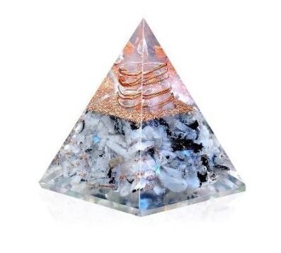 [32285] Moonstone Orgonite Crystal Pyramid – 80mm