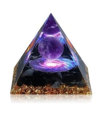 [32292] Black Tourmaline Orgonite Crystal Pyramid – 80mm