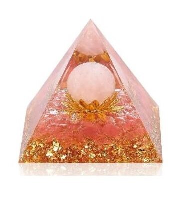 [32293] Rose Quartz Orgonite Crystal Pyramid – 80mm