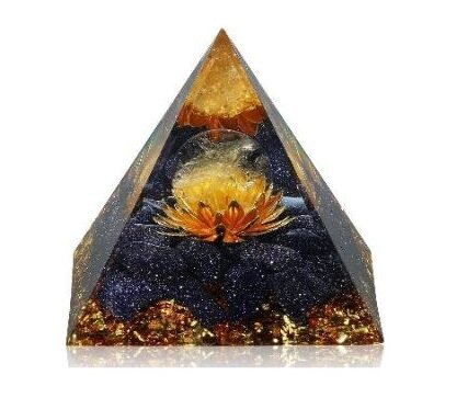 [32295] Blue Goldstone Orgonite Crystal Pyramid – 80mm