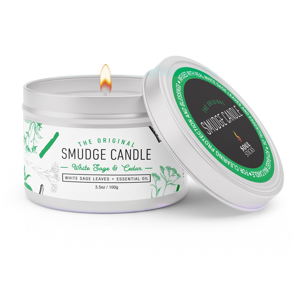 [32328] White Sage & Cedar Smudge Candle – 100g