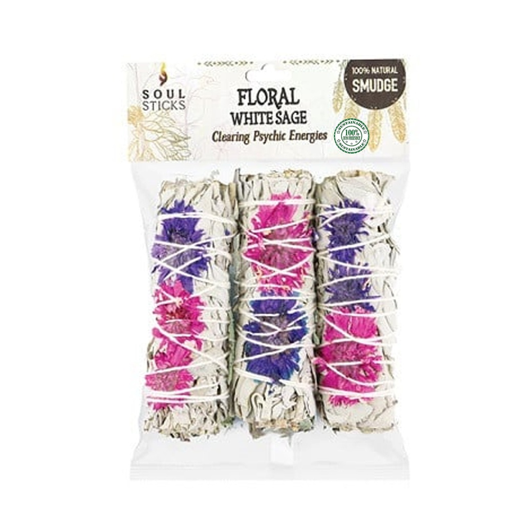 [51201] 4" Blissful White Sage Smudge Sticks Retail Pack – Pack of 3