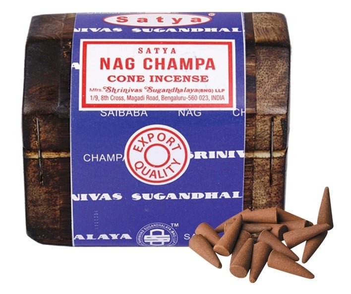 [51283] Satya Nag Champa Incense Burner Box with Cones – 12 Cones