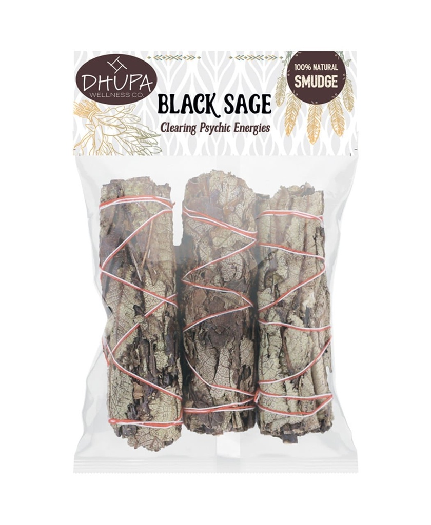[51292] Black Sage Smudge Stick – 4" / Retail Pack