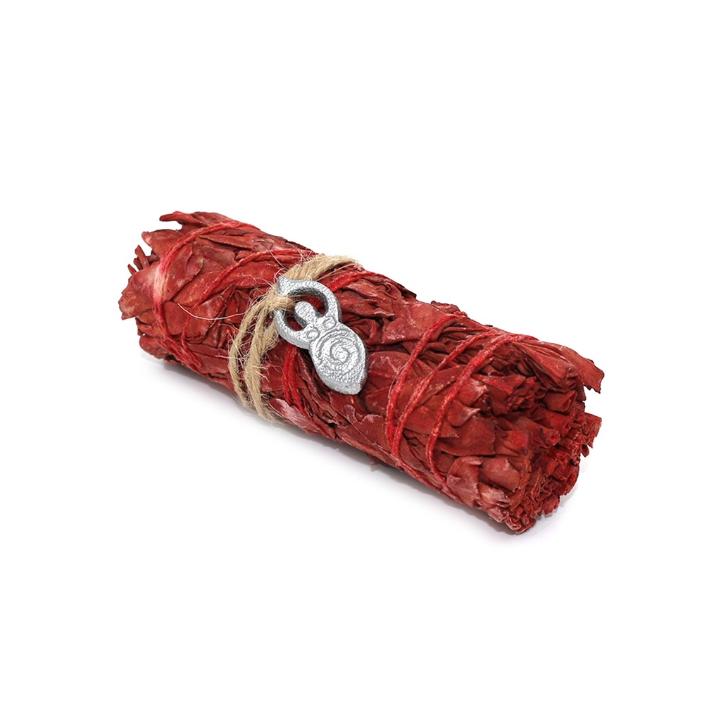 [12057] 4" Dragon's Blood Sage w/ Goddess Charm Smudge Stick