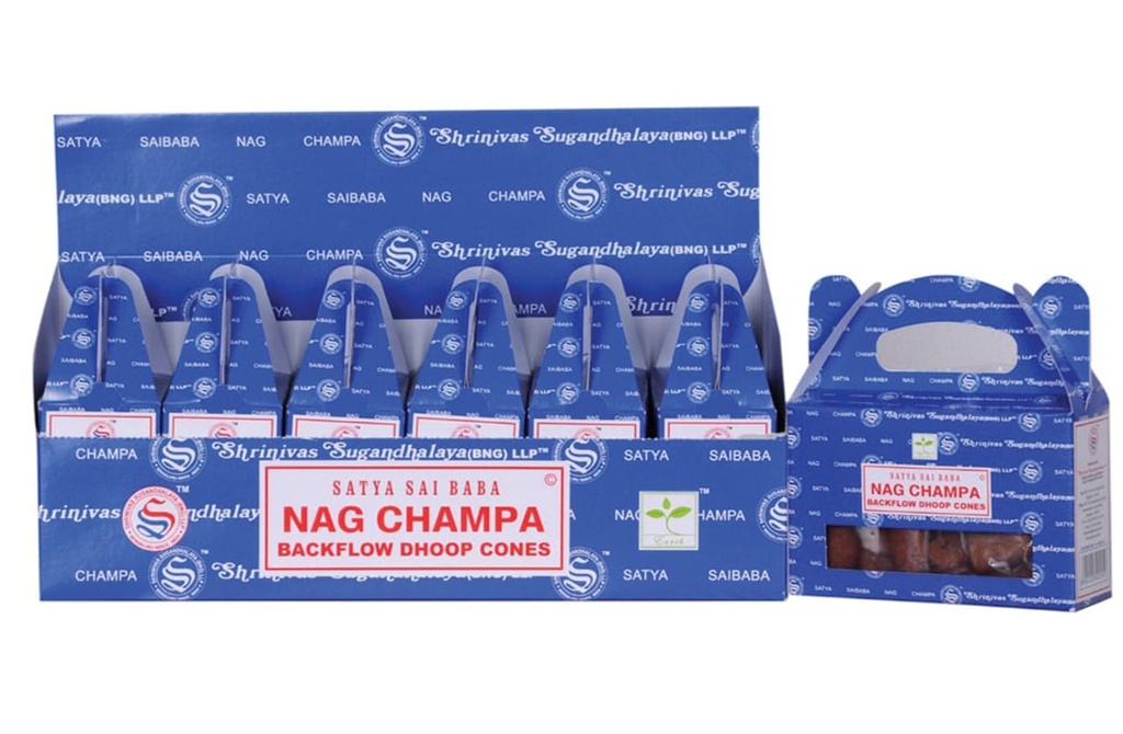 [51360] Satya Nag Champa Dhoop Backflow Cones – 24 Cones / 6-Pack Box