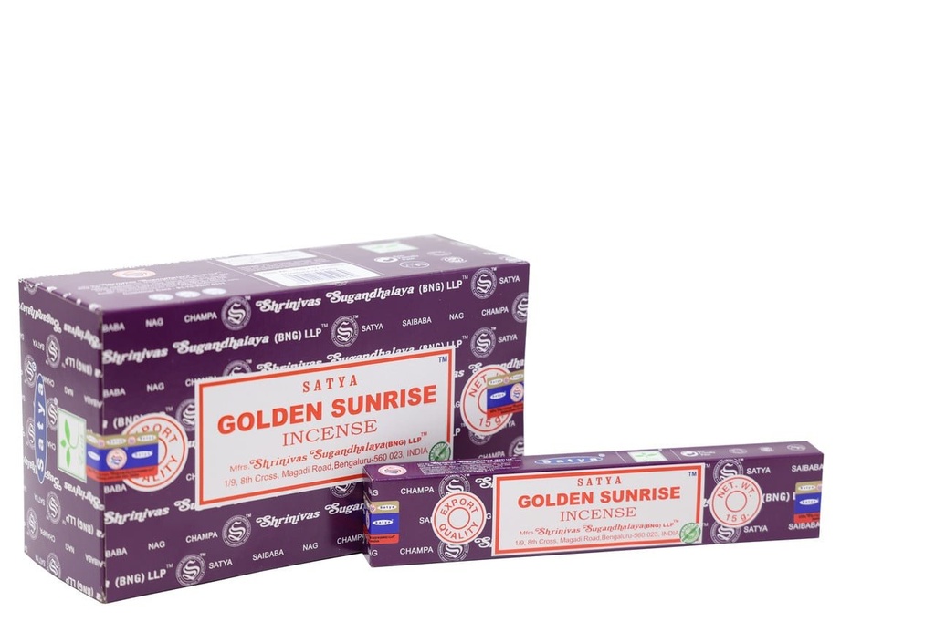 [51389] Satya Golden Sunrise Incense Sticks – 15g / 12-Pack Box