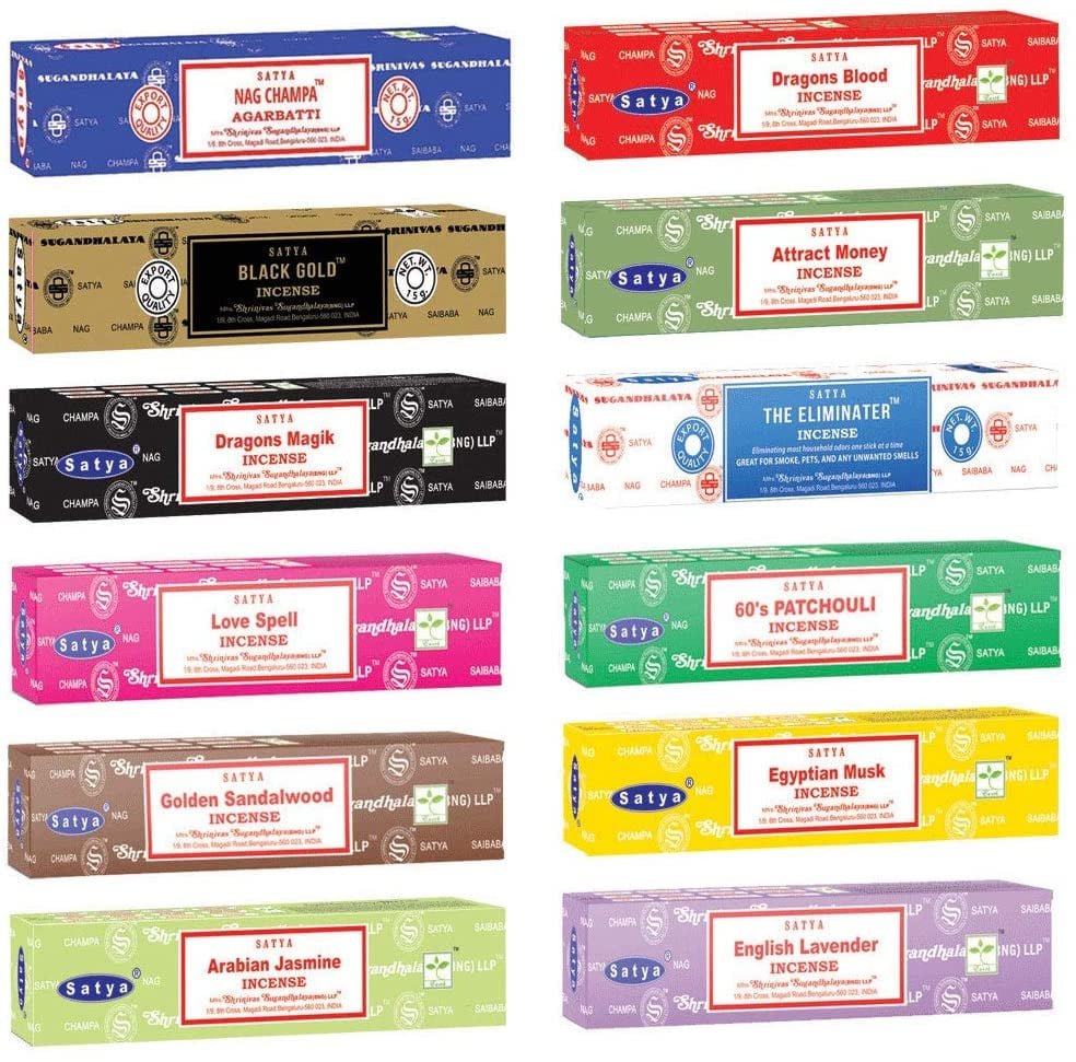 [51462] Satya 15g Incense Sticks Assortment Pack B – 12-Pack