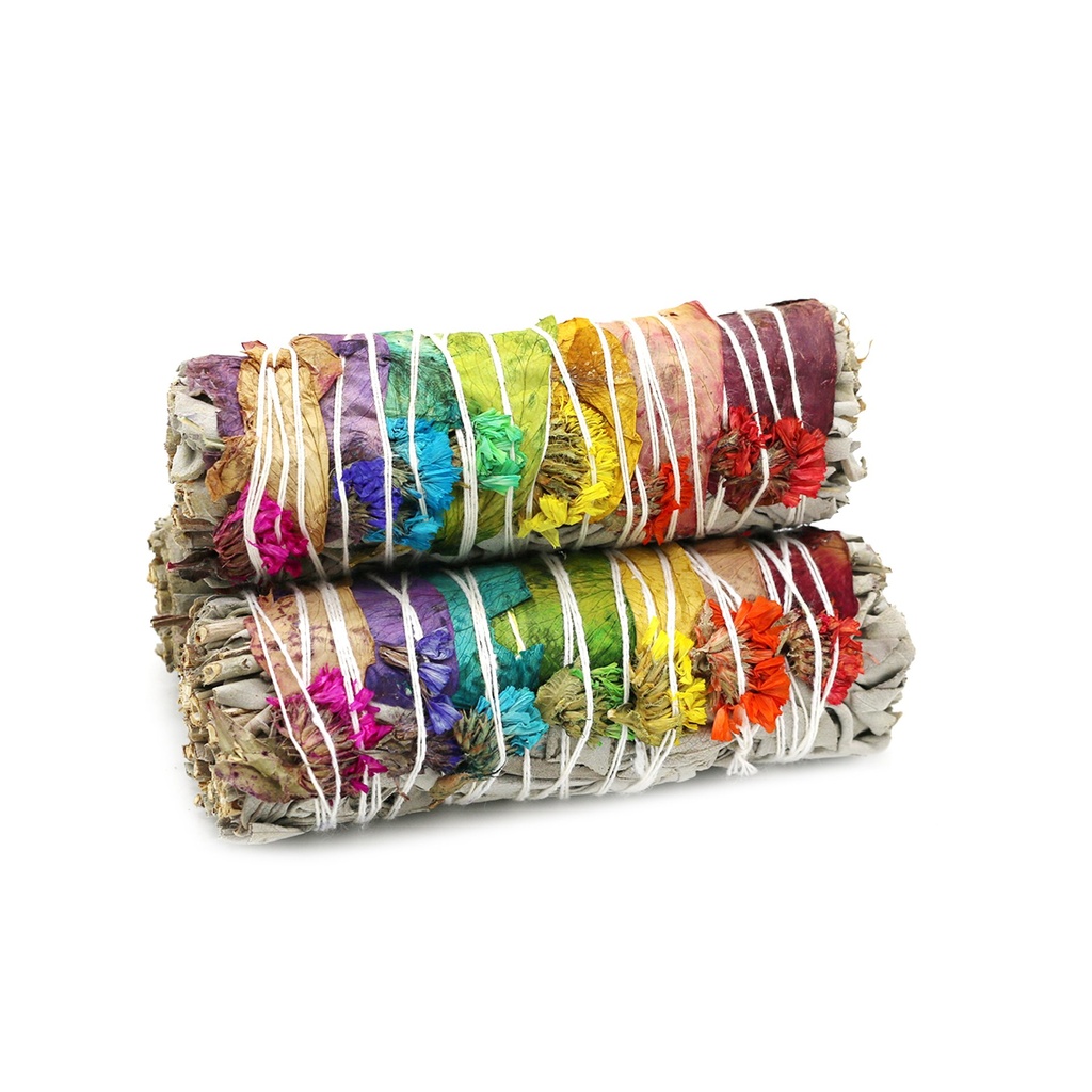 [57466] 4" Floral Trails White Sage Smudge Stick