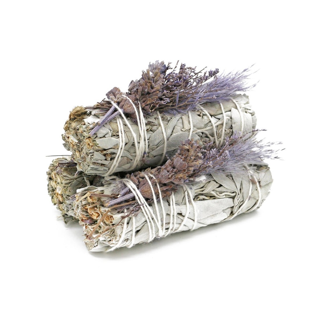 [57472] 4" Purple Bouquet White Sage Smudge Stick