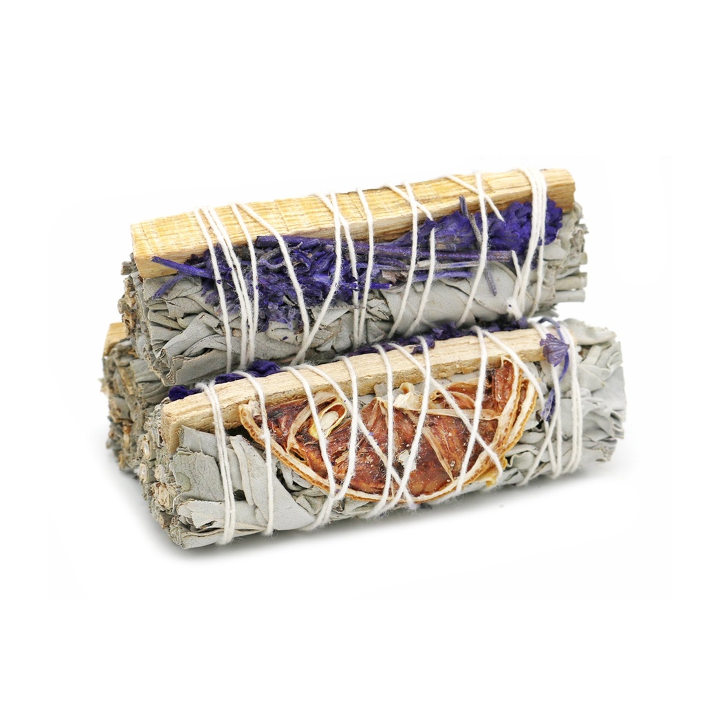 [57504] White Sage w/ Palo Santo & Orange Smudge Stick – 4"