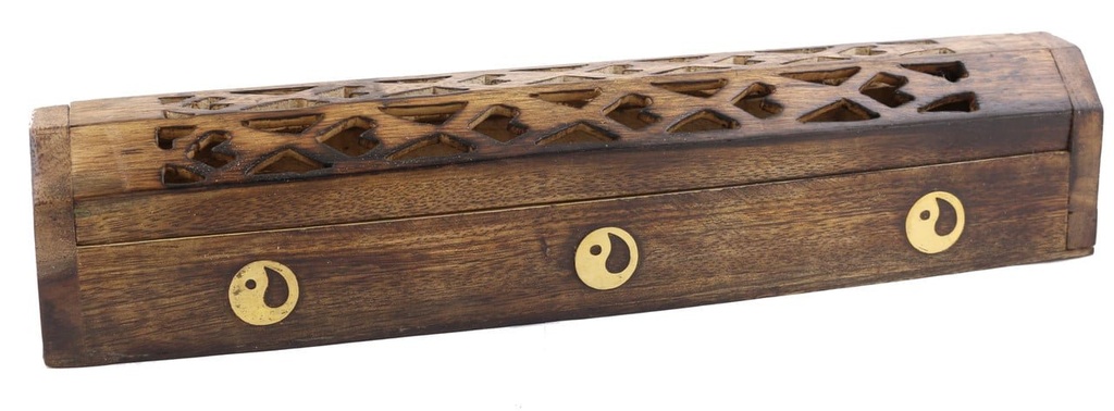 [65207] Yin Yang Wooden Incense Coffin Box – 12"