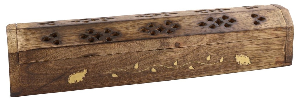 [65214] Elephant Wooden Incense Coffin Box – 12"