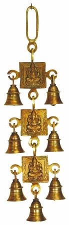 [74076] Ganesha Hanging Brass Bells – 12.5"