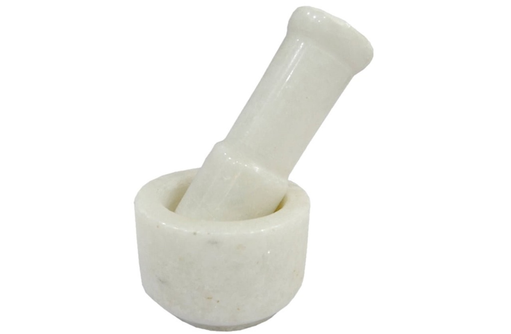 [87683] White Marble Mortar & Pestle – 3" x 2"
