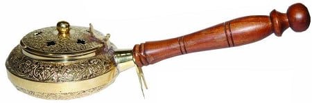 [89577] Brass Dhoop Burner with Handle – 8.75"
