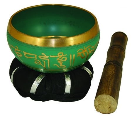 [89614] Green Flower Tibetan Singing Bowl – 4.25"