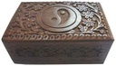 Front Yin Yang Carved Wooden Box – 6" x 4"