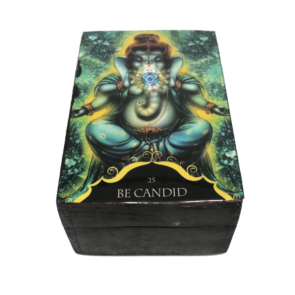 [14007] Ganesha Black Wooden Storage Box – 6" x 4"