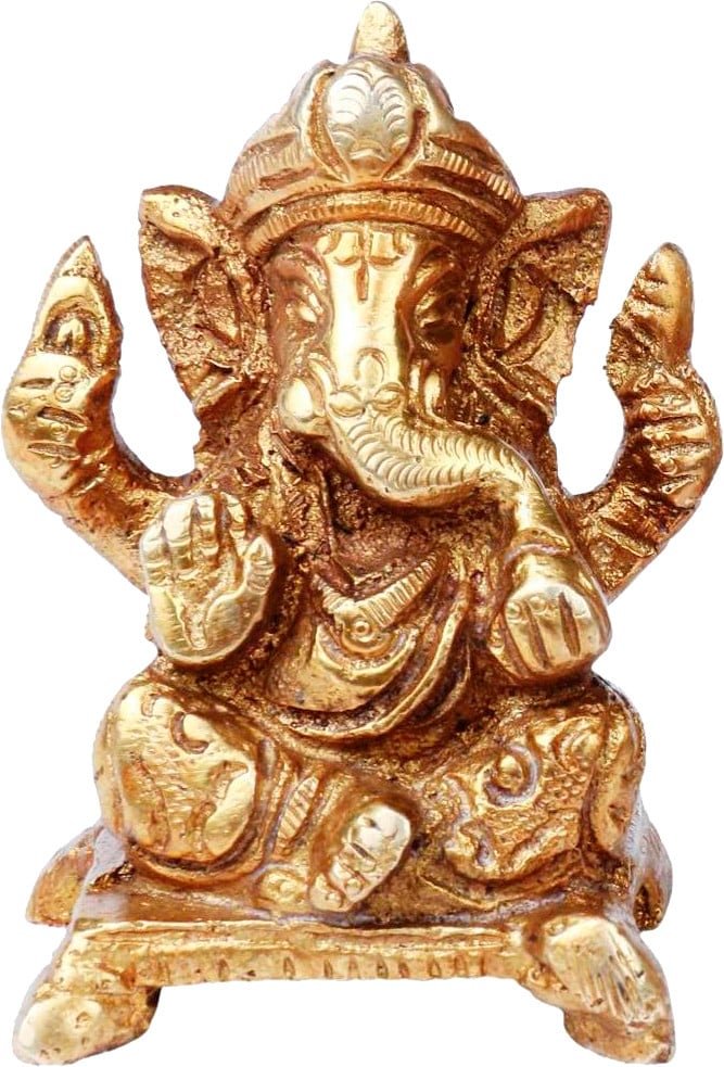 [90293] Brass Ganesha Statue