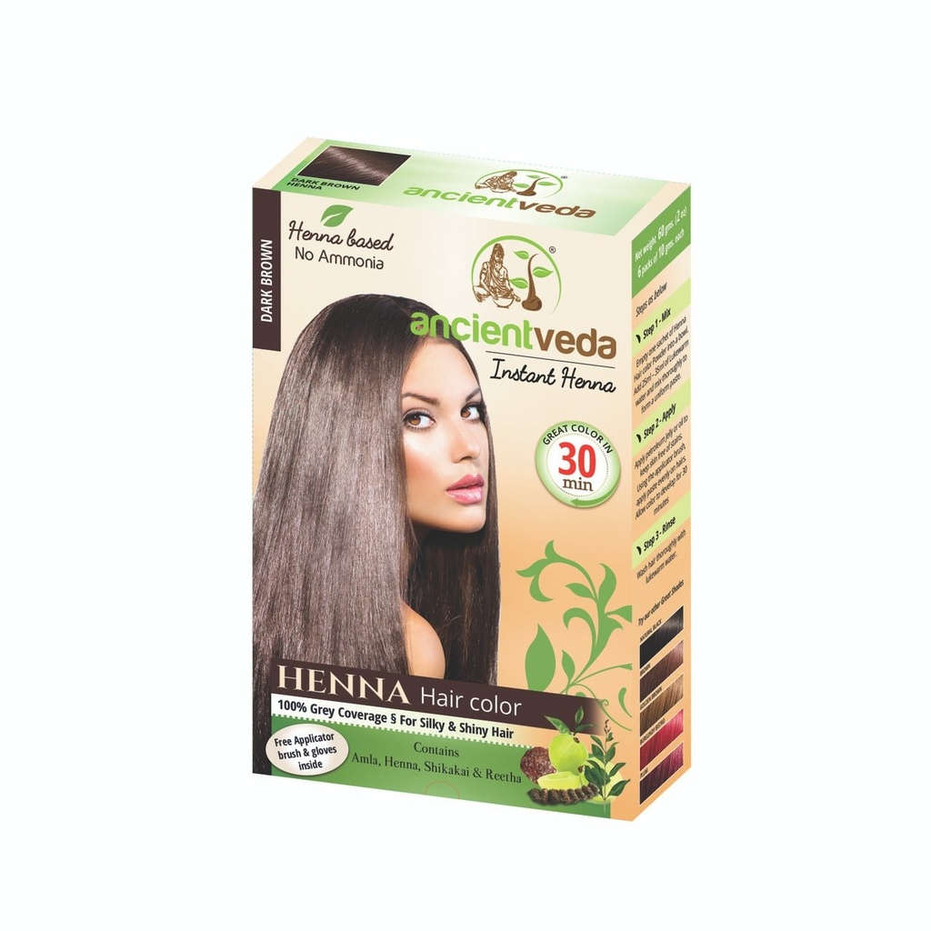[90371] AncientVeda Instant Dark Brown Henna Hair Dye