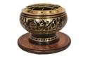 Brass Screen Burner with Wooden Coaster – 2" x 3"