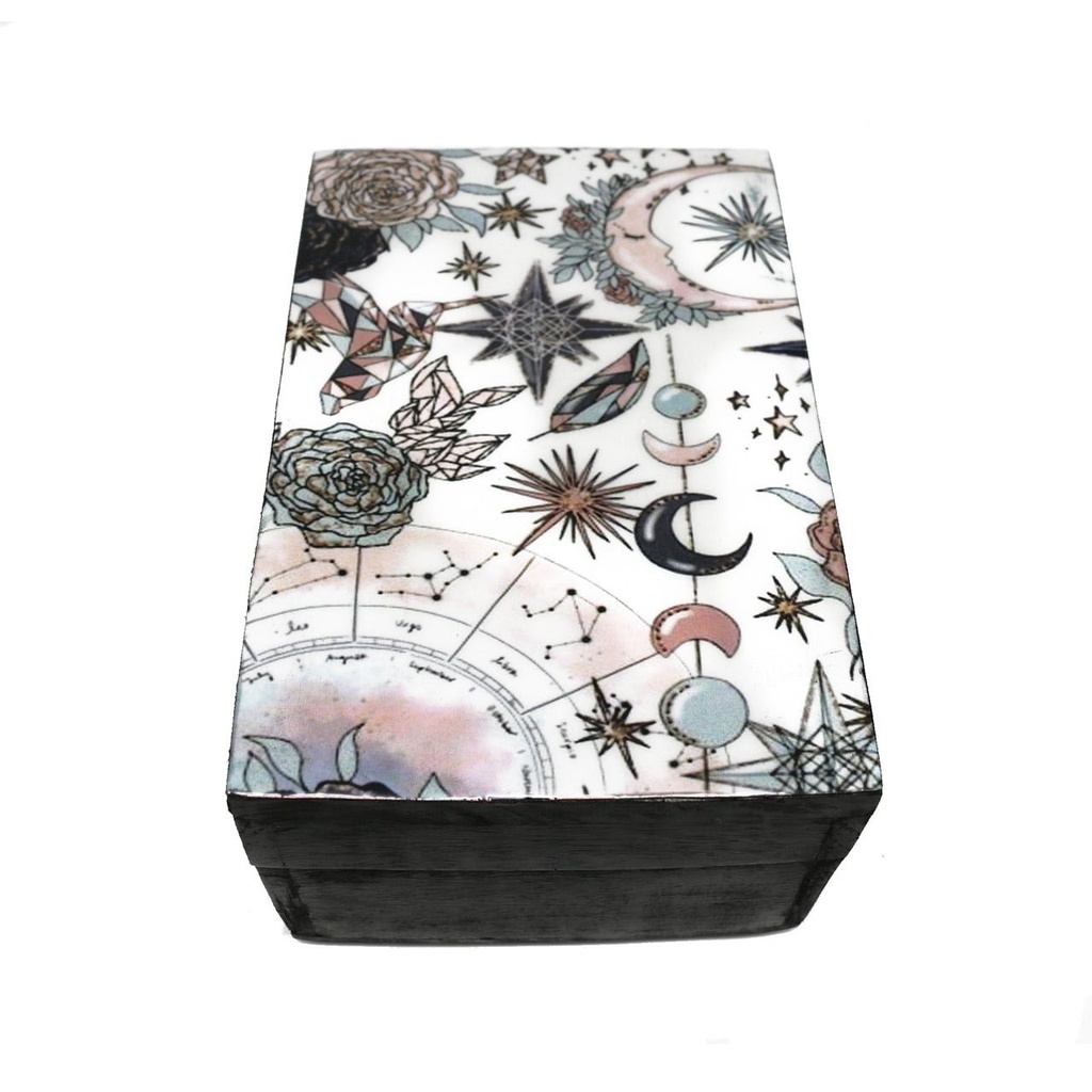 [14010] Celestial Pink Black Wooden Storage Box – 6" x 4"