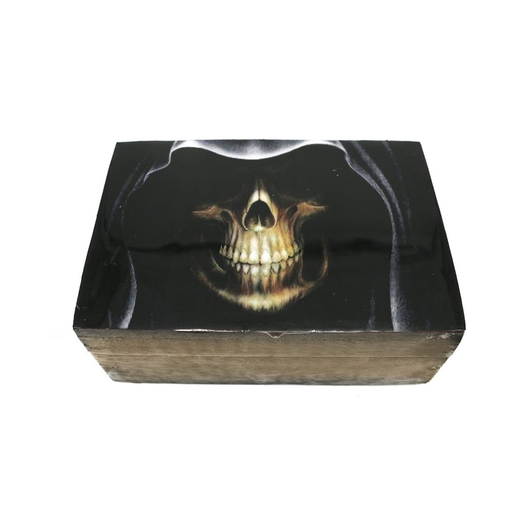 [14016] Grim Reaper Brown Wooden Storage Box – 6" x 4"