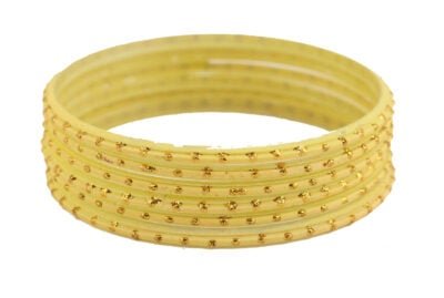 [90818] Cream Glass Bangles – 2.12" Diameter