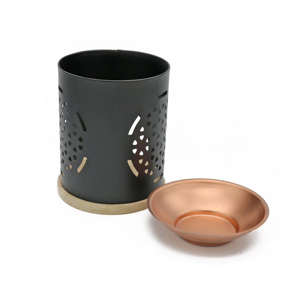[14017] Flower of Life Brass Oil Burner w/ Mesh