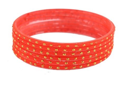 [90828] Orange Glass Bangles – 2.08" Diameter / Set of 12