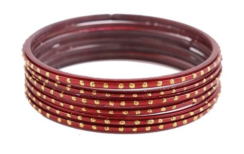 [90833] Maroon Glass Bangles – 2.08" Diameter / Set of 12