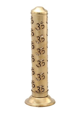 [91012] Brass Om Incense Burner Tower – 11"