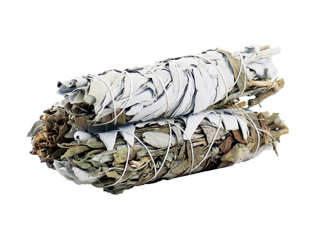 [91340] White & Black Sage Smudge Stick – 4"