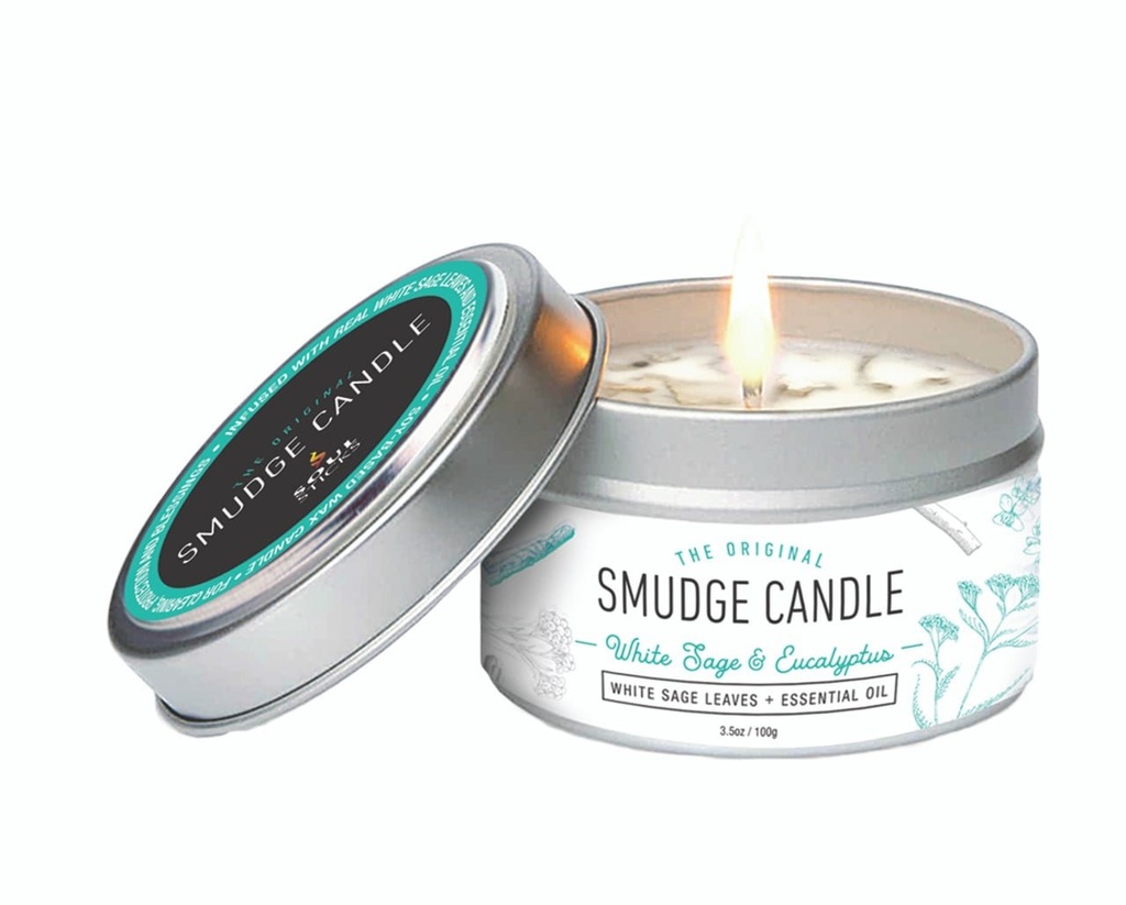 [91691] White Sage & Eucalyptus Smudge Candle – 100g
