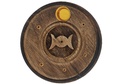 Triple Moon Mango Wood Disc Incense Burner – 4"