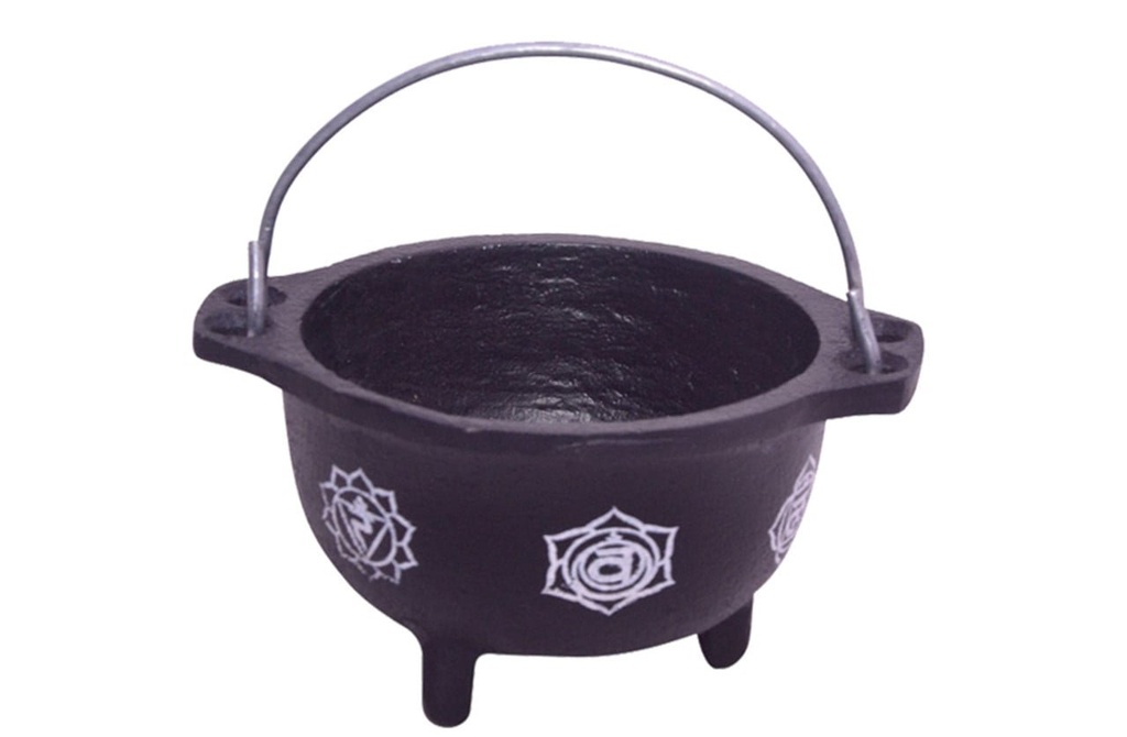 [91767] 7 Chakras Cast Iron Cauldron – 6"