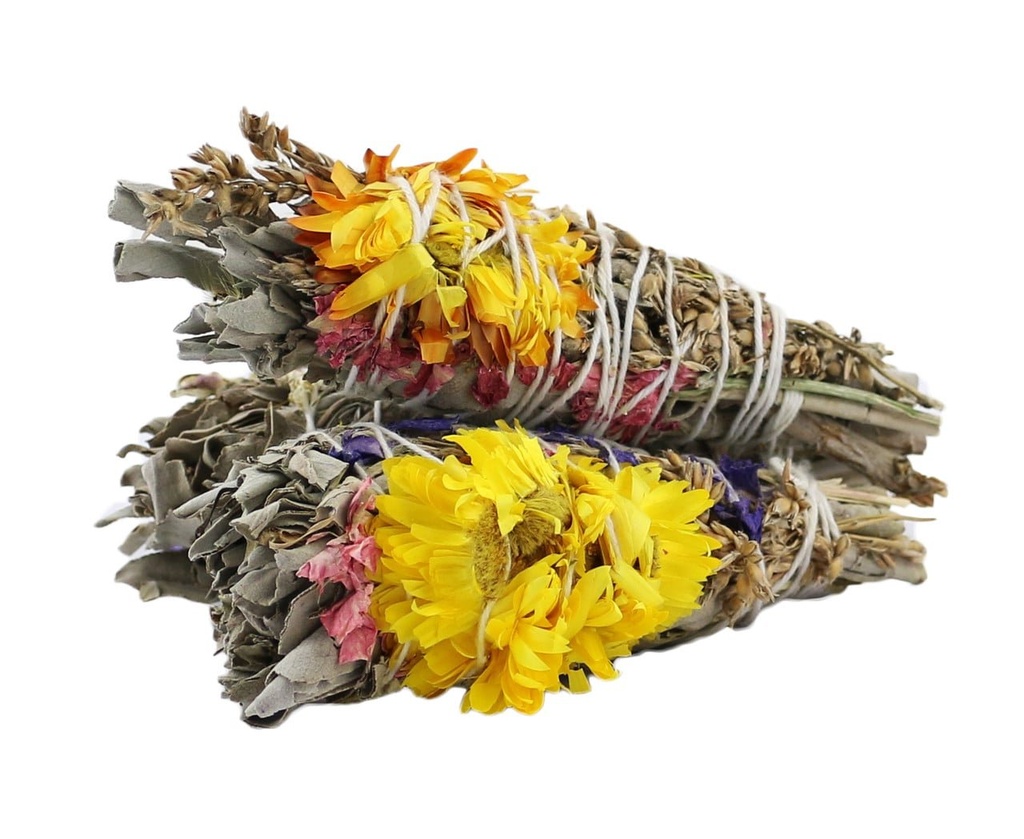 [91859] White Sage Torch w/ Wildflowers – 4"