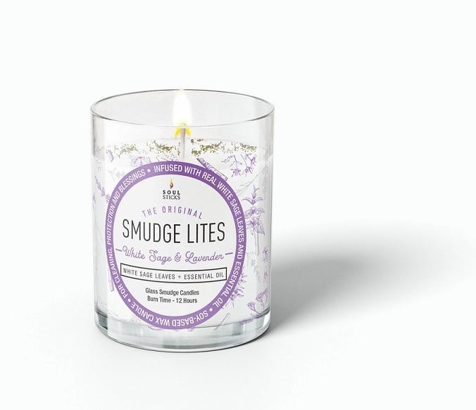 [91954] Smudge Lites Candle White Sage & Lavender – 4"