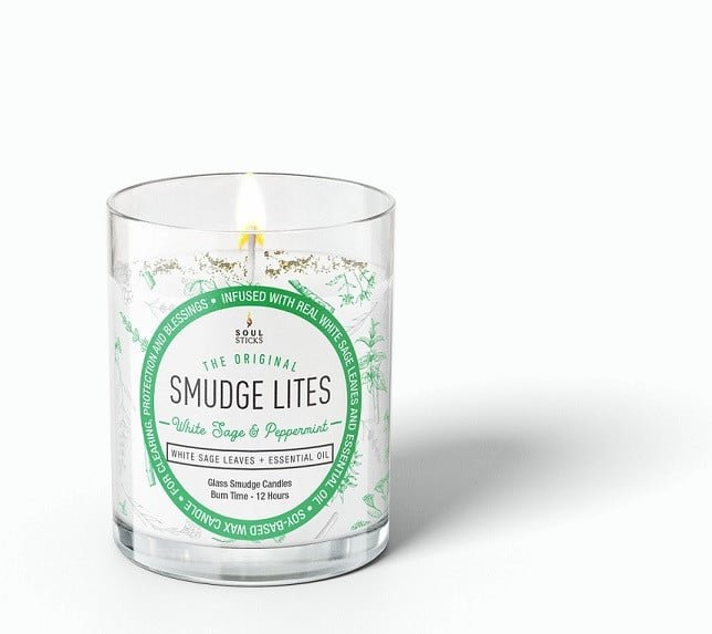 [91956] Smudge Lites Candle White Sage & Peppermint – 4"