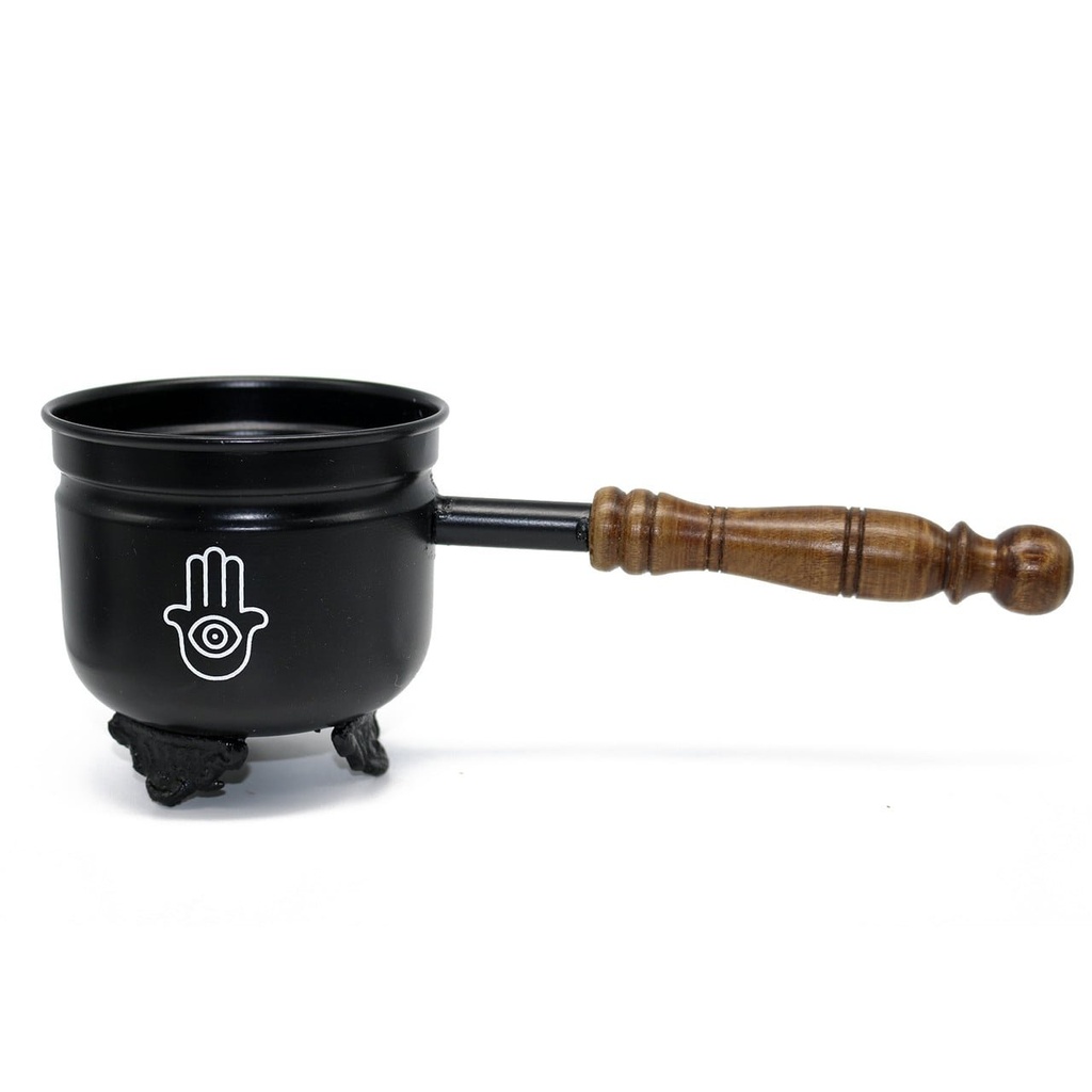 [14064] Hamsa Hand Smudge Pot w/ Handle – 4"