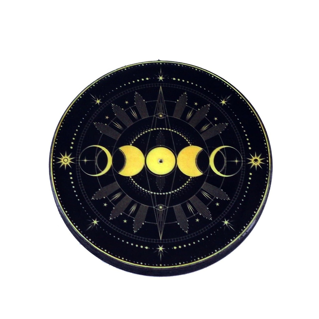 [91973] Triple Moon Wooden Incense Ashcatcher – 4"