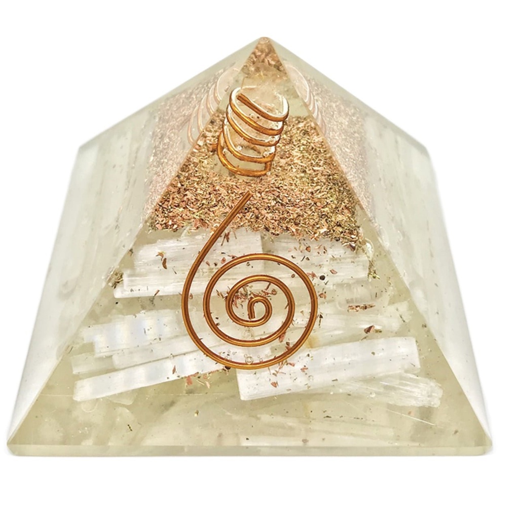 [92003] Selenite Orgonite Crystal Pyramid – 40-50mm