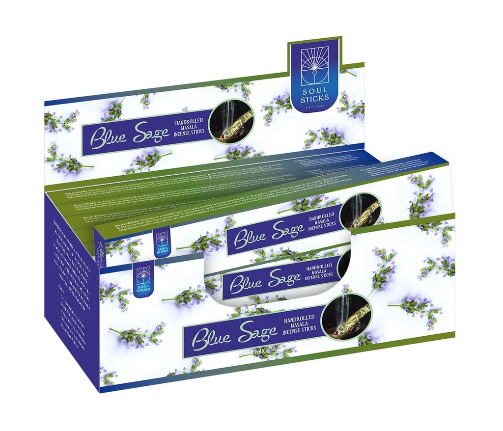 Soul Sticks Blue Sage Masala Incense Sticks – 15g / 12-Pack Box