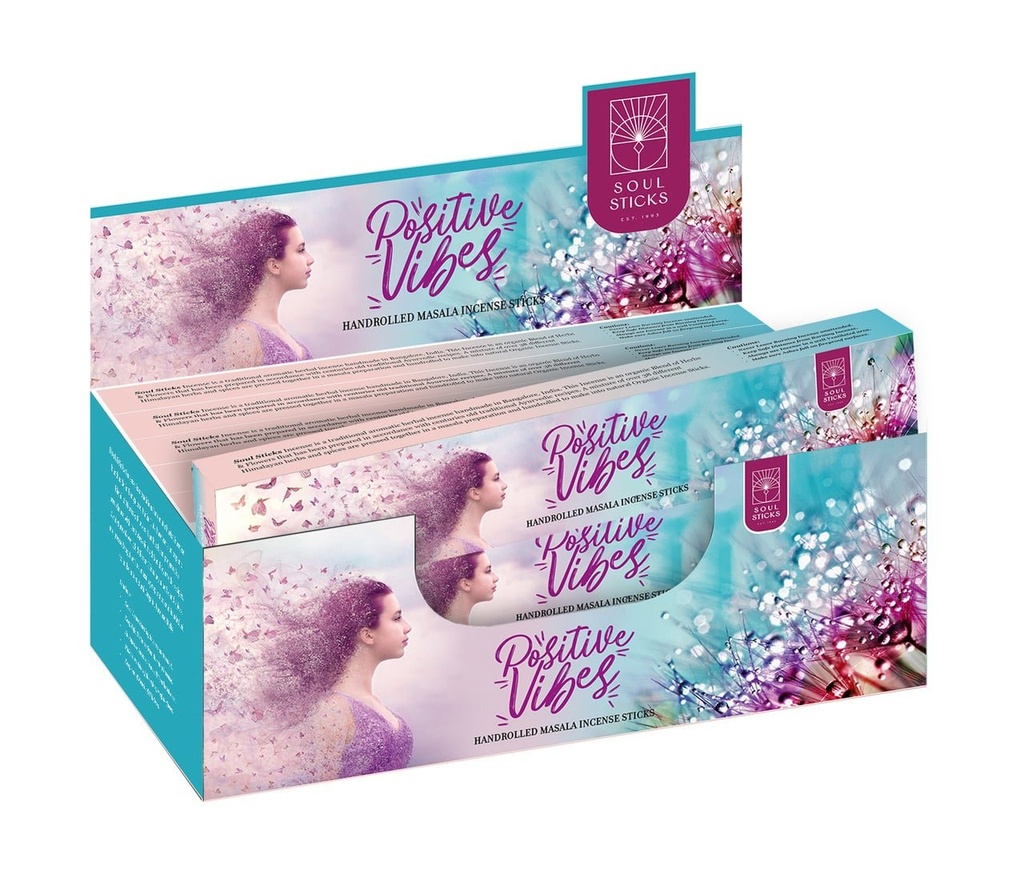 Soul Sticks Positive Vibes Masala Incense Sticks – 15g / 12-Pack Box