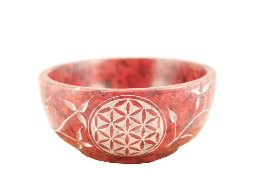 Red Flowers Soapstone Smudge Bowl – 4"