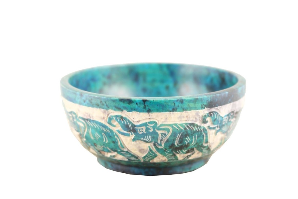 [92121] Turquoise Elephant Soapstone Smudge Bowl – 4"