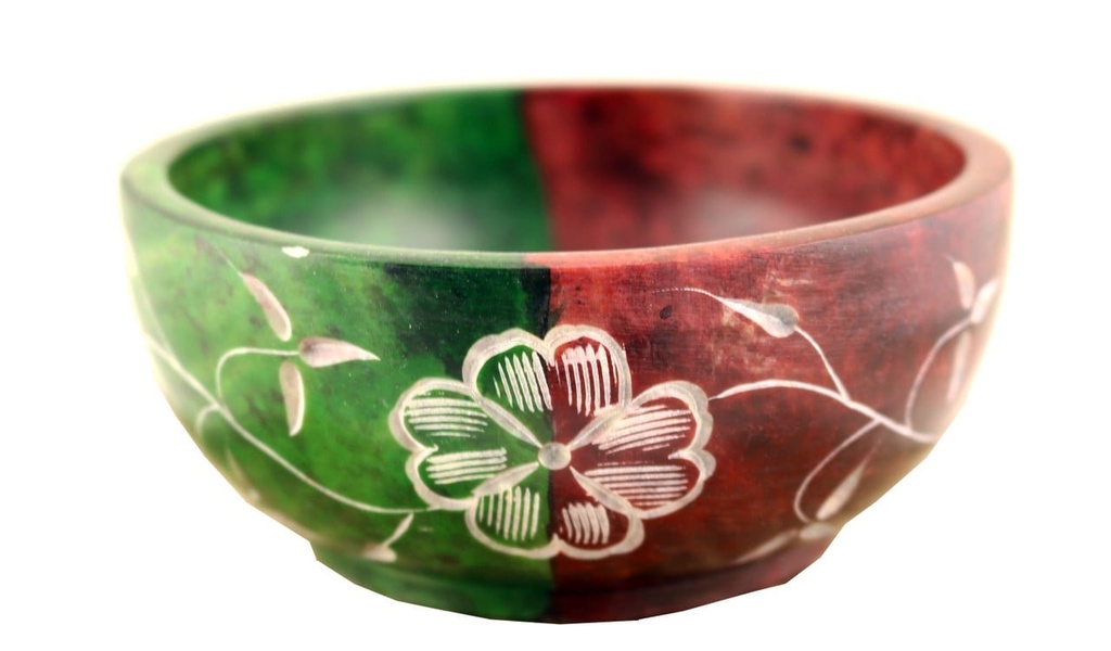 Red/Green Tree of Life Soapstone Smudge Bowl – 4"