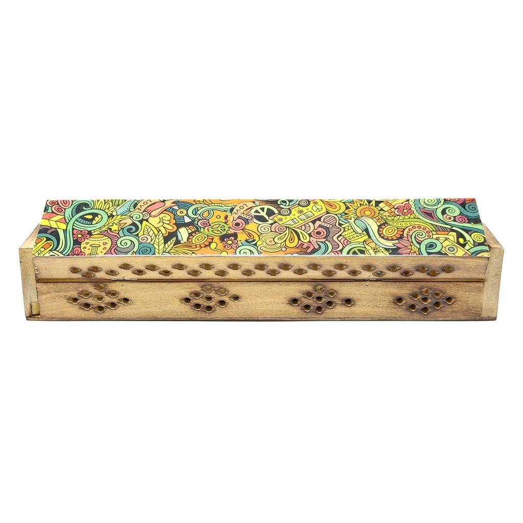 [14078] Love Art Wooden Incense Coffin Box